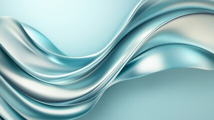 Obraz premium Abstract Blue and Silver Waves: Elegant Flowing Fabric Texture