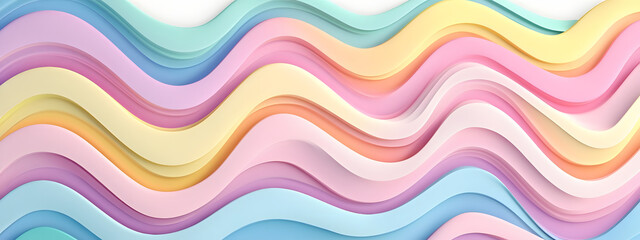 A pattern of wavy lines in pastel colors, creating an abstract background with a sense of movement and depth
