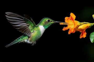 Fototapeta premium Hummingbird in Flight: A Vibrant Encounter with Nature's Beauty