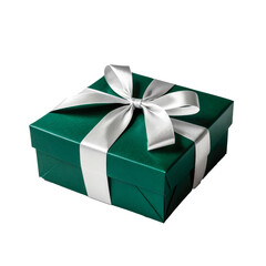 Green Festive 3D Gift Box, Colorful Present with Glossy Ribbon