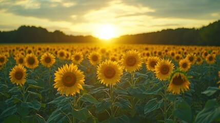 Obraz premium Sunset Sunflower Field