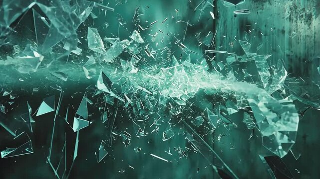 Shattered Glass: A stunning image of shattered glass, with shards of various sizes and shapes. The fragments are scattered against a dark background