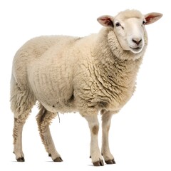Obraz premium Sheep in front pose isolated on white background