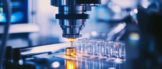 High-tech machinery precisely mills a metallic piece, radiating efficiency and innovation in manufacturing.