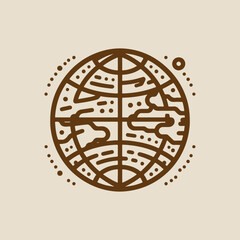 World icon - vector.  minimalist globe icon. line art vintage glob symbol logo