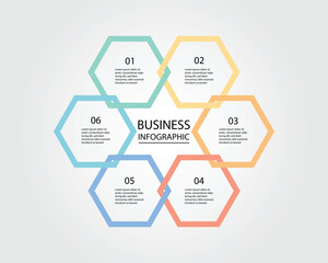 Business Infographic modern design template for banners and infographics for 6 hexagon timeline step 