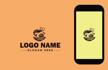 Seafood Restaurant icon Fish restaurant Seafood eatery Oceanic cuisine establishment flat logo sign symbol editable vector