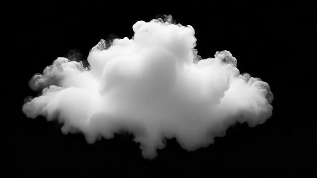 Fluffy cloud in grayscale sky animation isolated asset, transparent 4K video, alpha channel, ProRes 4444