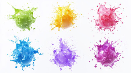 Soap bubble burst. 3d effect of water balloon explosion. Animation sprite sheet of burst sequence of transparent liquid sphere with iridescent reflection, vector realistic set