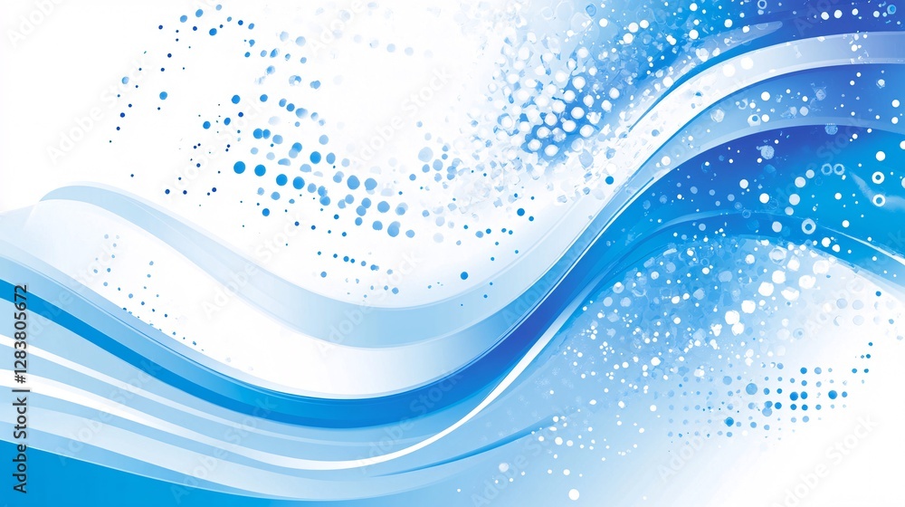 Poster a modern abstract blue background with dynamic swooping lines and vibrant tones