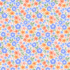Fototapeta premium Cute floral pattern. Pretty flowers on white background. Printing with small pastel flowers. Ditsy print. Seamless vector texture. Spring bouquet. Vintage template for fashion prints. Stock vector
