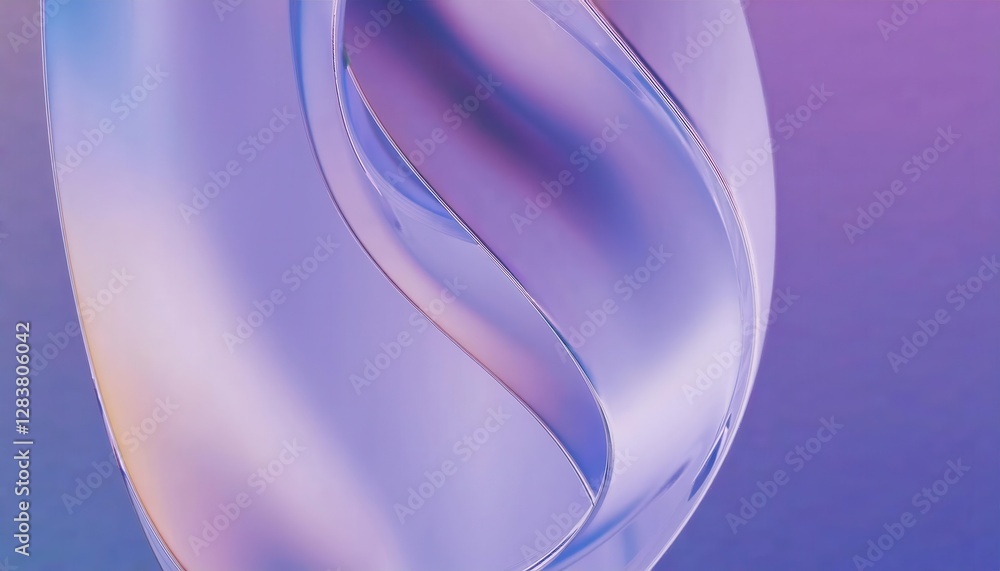 Poster fluid abstract wave in violet and lavender tones with glossy surface, futuristic background for design and digital art

