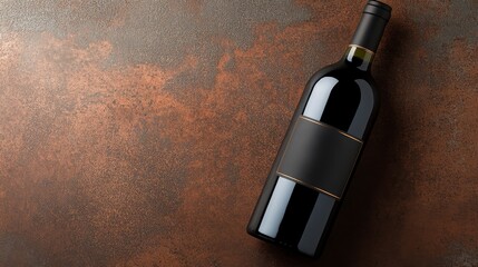Fototapeta premium Elegant Red Wine Bottle on Rustic Background for Stylish Events