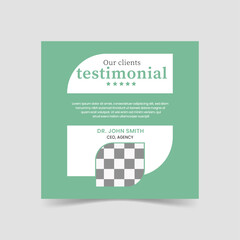 Client feedback testimonial social media post. Social media banner template.