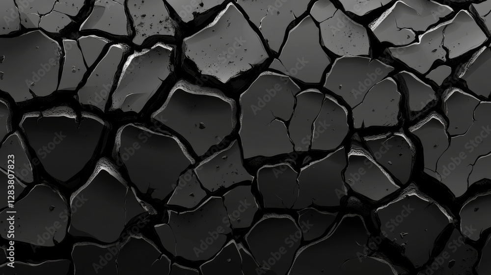 Poster ground cracks, horizontal breaks on land surface isolated on transparent background. vector realisti