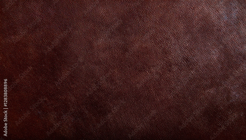 Poster close-up of aged brown leather texture with subtle creases and fine grain pattern, perfect for backg