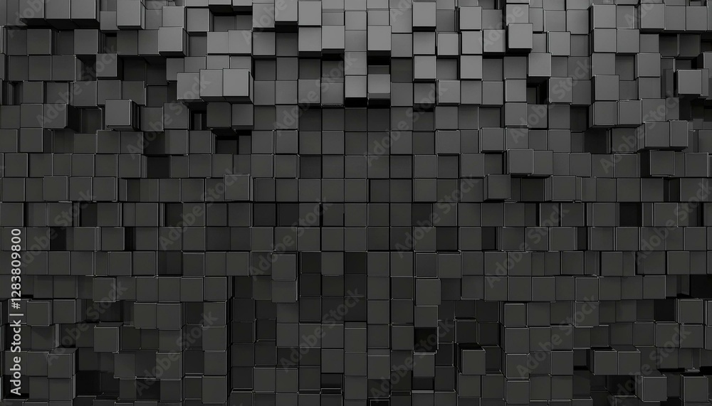 Aufkleber black small box cube random background pixel pandom 3d rendering. generated image