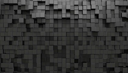 Black small box cube random background pixel pandom 3d rendering. Generated image