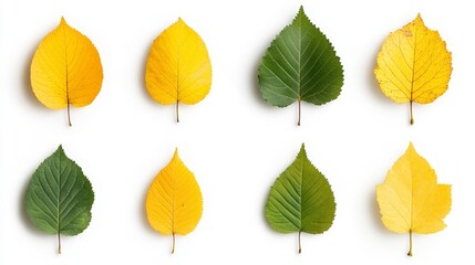 Obraz premium Colorful Autumn Leaves Displayed on White Background