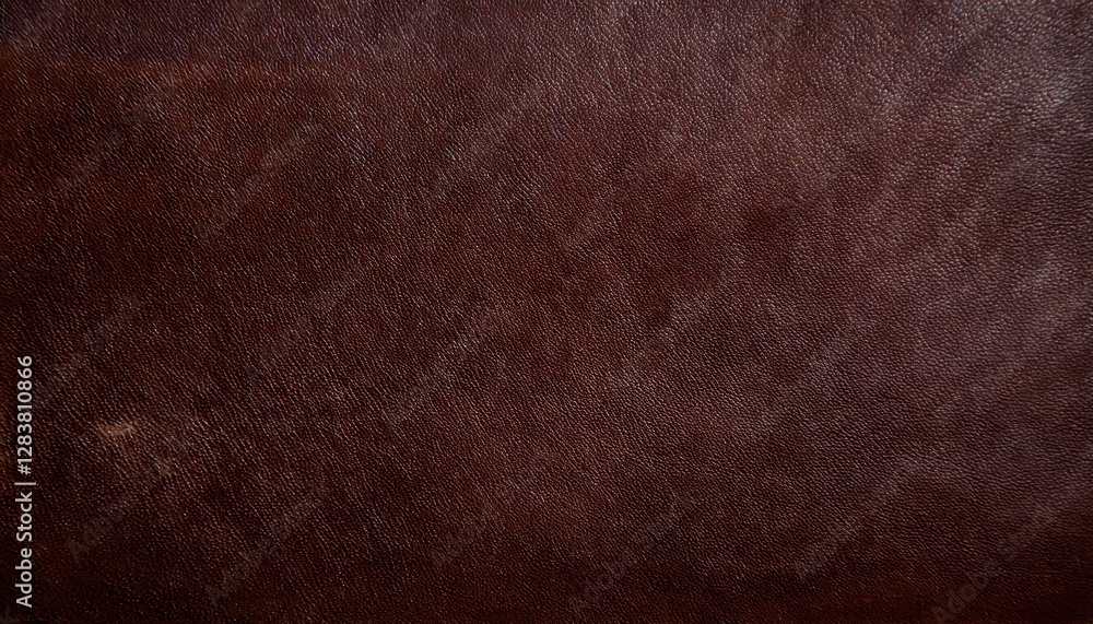Poster close-up of aged brown leather texture with subtle creases and fine grain pattern, perfect for background and vintage design

