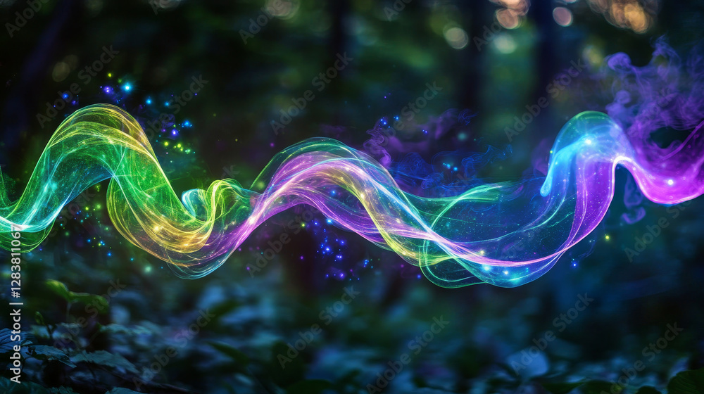 Poster magic wands set with sparkling swirls isolated on transparent background. vector realistic illustrat