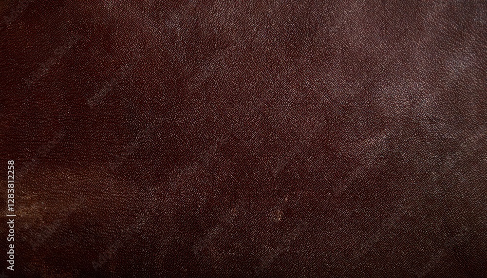 Poster close-up of aged brown leather texture with subtle creases and fine grain pattern, perfect for backg