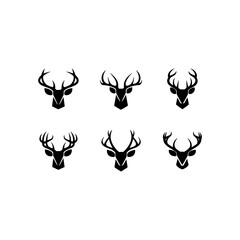 Deer Head Set  silhouette With white background