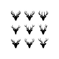 Deer Head Set  silhouette With white background