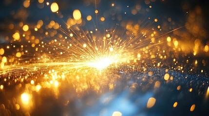  gold sparkle bokeh background of spark steel weld at industry factory.