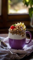 Layered Yogurt Parfait with Granola and Seasonal Fruits - A Healthy and Delicious Breakfast