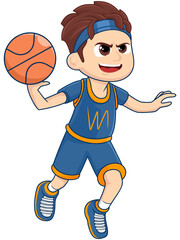 Creative Basketball Illustration of a Boy in Action