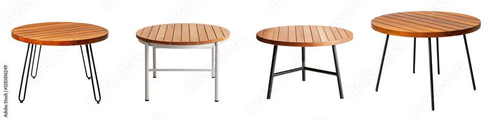 Poster this image showcases a variety of stylish and functional wooden round tables in different designs an