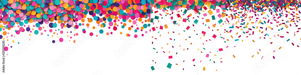 Poster vibrant and dynamic background featuring an explosion of colorful confetti falling scattering and sp