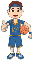 Creative Basketball Illustration of a Boy in Action