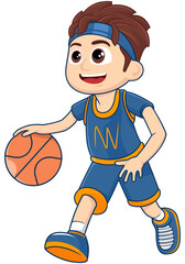 Creative Basketball Illustration of a Boy in Action