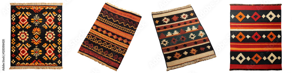 Poster exquisitely crafted bohemian rugs featuring a mesmerizing array of intricate geometric patterns trib