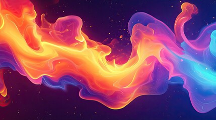 Illustration of vibrant, fantastic fire flames with smoke background, abstract comic style, capturing powerful energy and dramatic visuals for creative digital design projects.