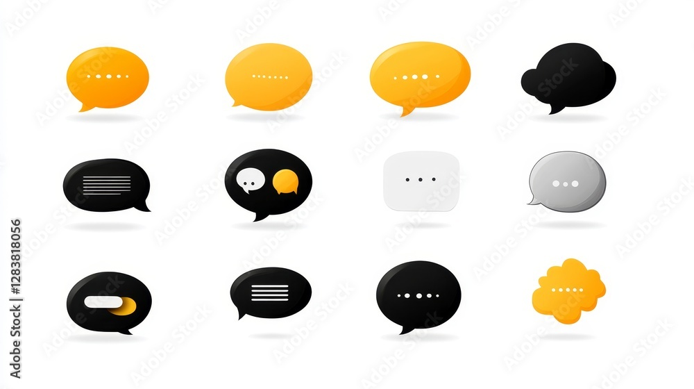 Poster colorful speech bubbles icons set for communication design elements
