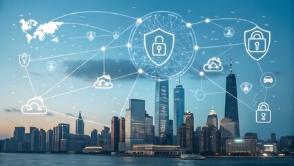 Cyber security and data protection with internet network, representing digital safety