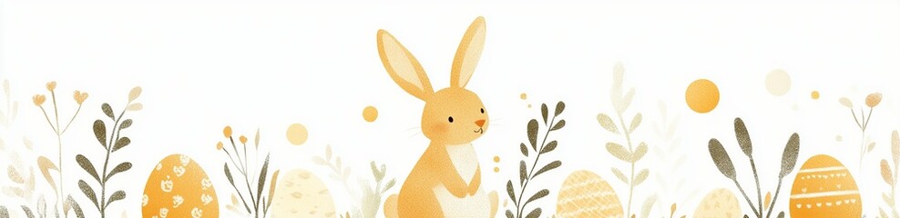 Easter bunny in Turmeric Orange  illustration with pastel colors