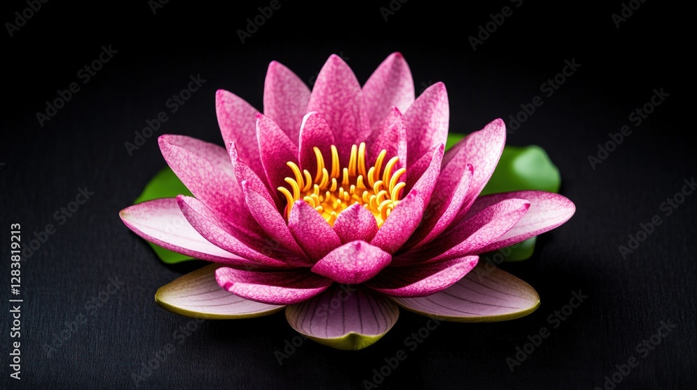 Poster pink flower with yellow center and generative ai lotus image in high fidelity and gigapixel resoluti
