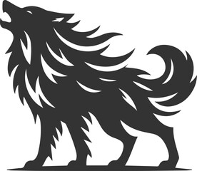 A wolf howling while running forward vector animal silhouette