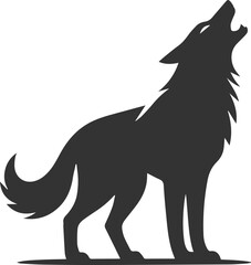 A wolf howling while running forward vector animal silhouette