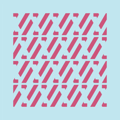 Red geometric pattern with blue background in a square frame