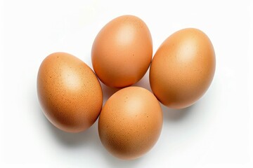 Few brown eggs on white background. Neural network AI generated