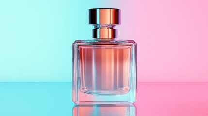 Sleek Metallic Perfume Bottle on a Vibrant Background
