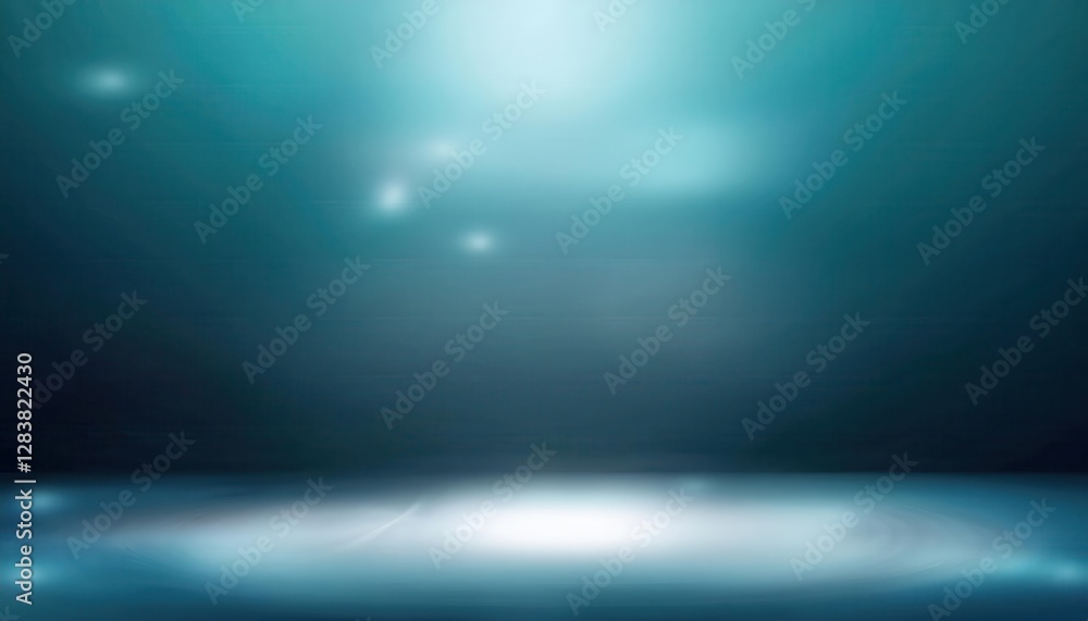 Aufkleber dramatic blue spotlight on empty stage with soft gradient background, perfect for presentation perfo