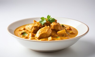 Savory Chicken Curry with Vegetables and Fresh Herbs in Bowl