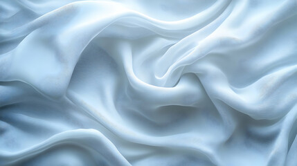 Fototapeta premium Elegant blue silk fabric with smooth satin texture and luxurious wave patterns