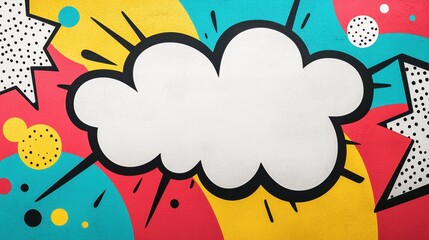 Colorful and Playful Pop Art Background with Blank Speech Bubble for Creative and Artistic Projects